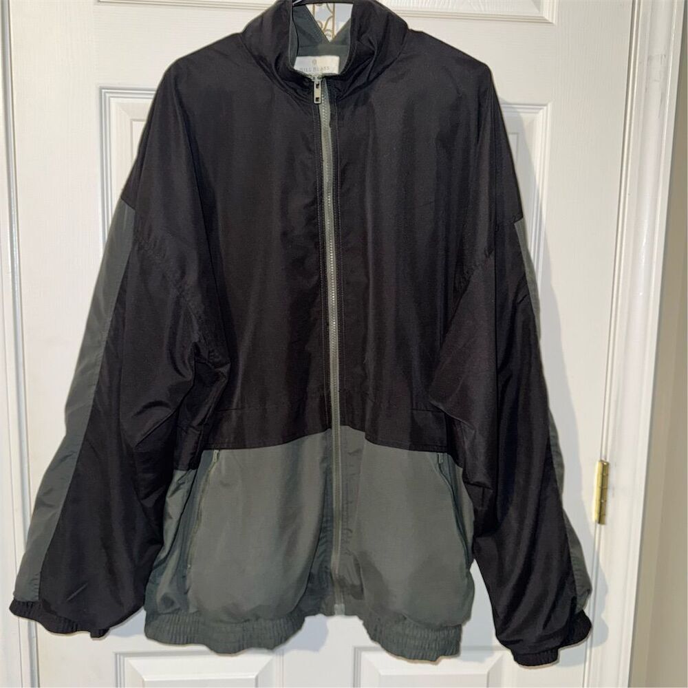 Bill Blass Vintage Men's XL Green Black Windbreaker Jacket Full Zip Casual